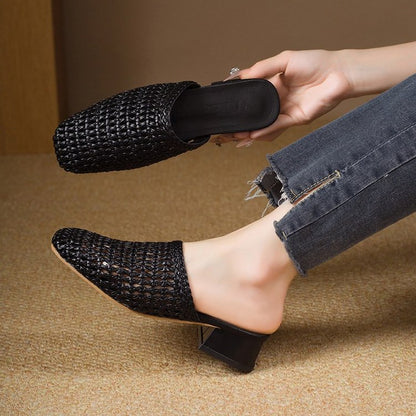 Pearline | Women’s Orthopedic Woven Pointed Toe Mule Heels