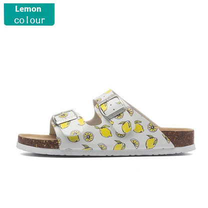 Shailene | Women’s Orthopedic Printed Double Buckle Cork Slide Sandals