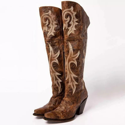 Lorena | Orthopedic Ladies High Heel Ethnic Embroidered Over Knee Boots