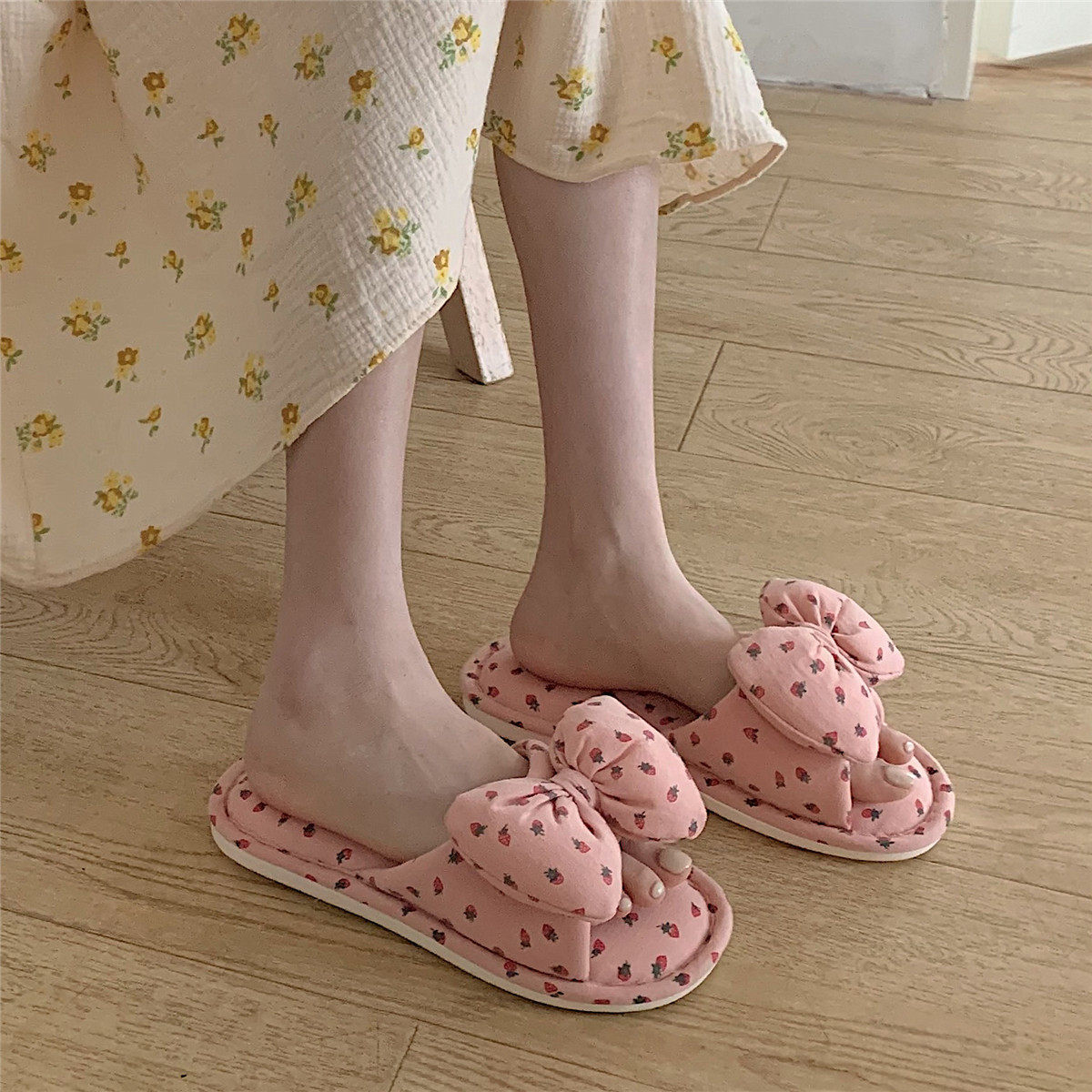 OrthoCare | Polka Dot Ruffle Strap Slide Slippers