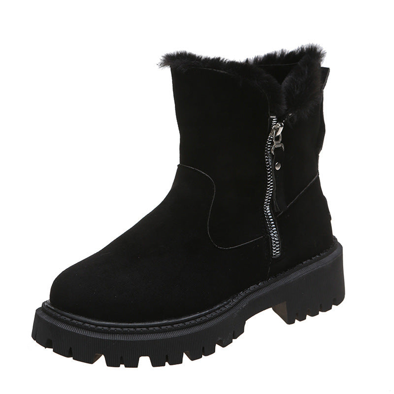 Sabrina | Orthopedic Fur-Collar Suede Side-Zip Chunky Winter Boots