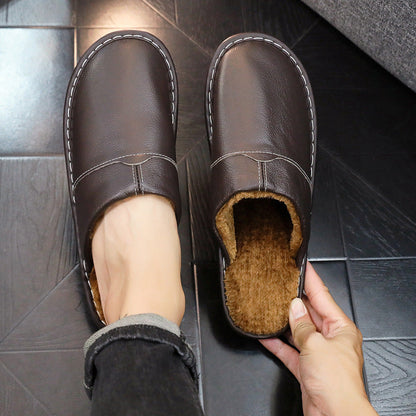 OrthoCare Non-Slip Winter Leather Slippers For Indoor Use