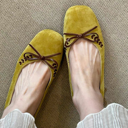 Clarimond | Women’s Orthopedic Suede Bow Ballet Flats