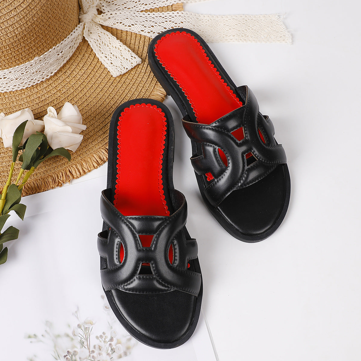 Fenella | Women’s Orthopedic Metallic Flat Slide Sandals