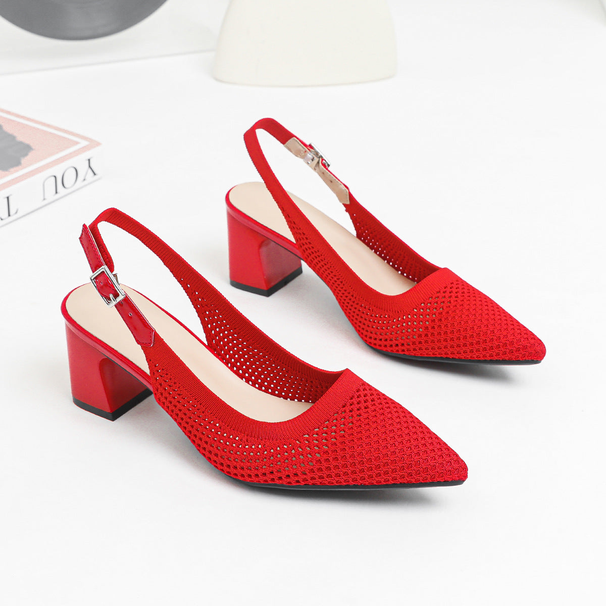Pomeline | Women’s Orthopedic Woven Pointed Toe Slingback Heels
