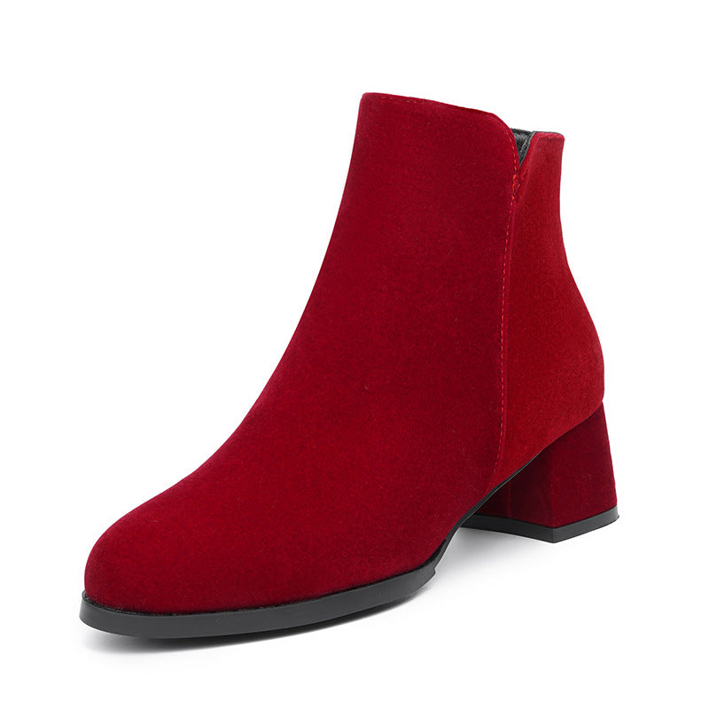 OrthoCare Suede Boots - Pointed Toe, Side Zipper