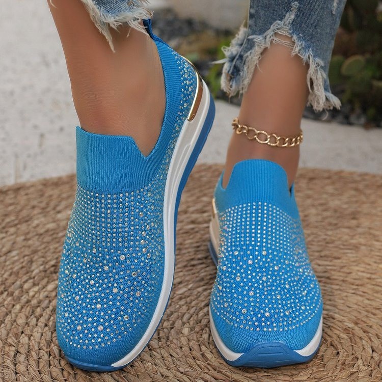 OrthoCare Rhinestone Slip-On Sneakers – Sparkly Lightweight Walking Shoes