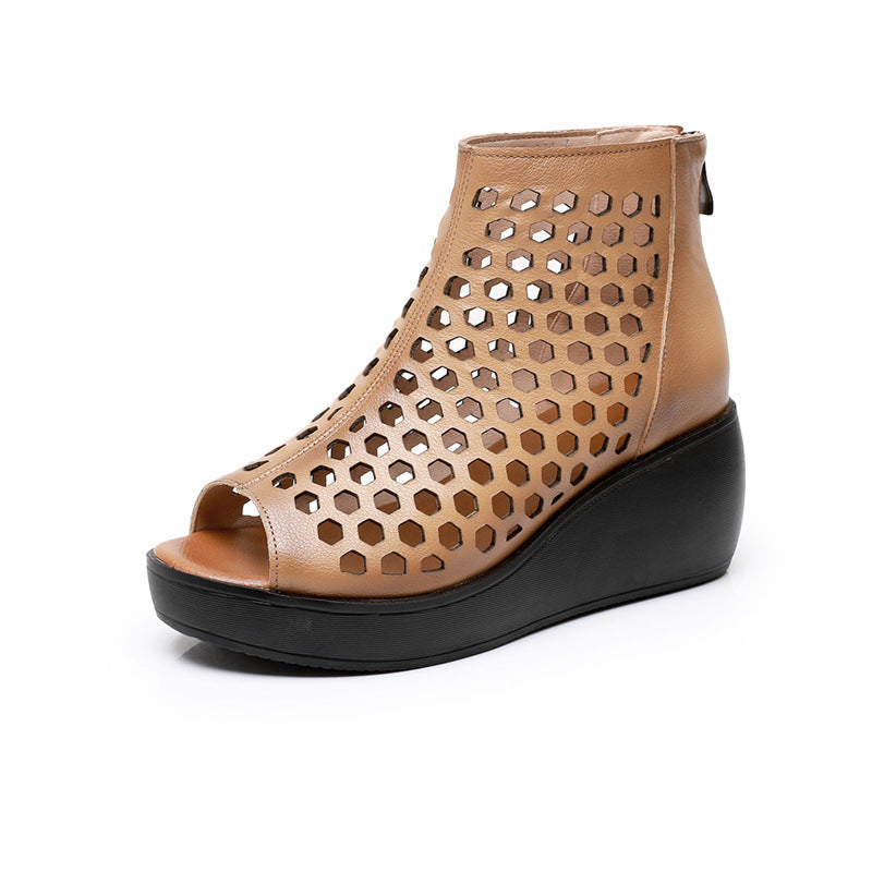 Alex | Orthopedic Women’s Perforated Peep-Toe Wedge Shoes