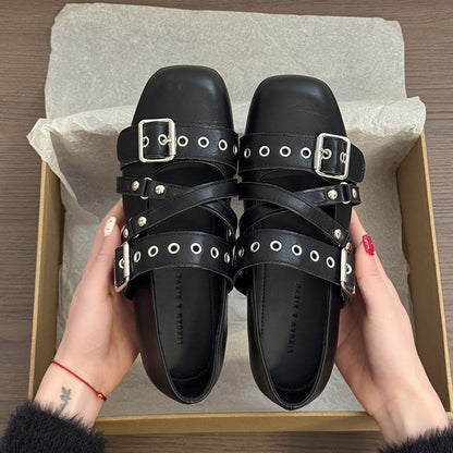 Devina | Women’s Orthopedic Studded Buckle Mule Loafers