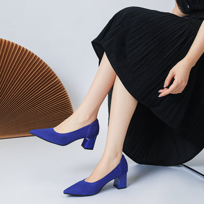 Quincy | Women’s Orthopedic Woven Pointed Toe Block Heel Pumps