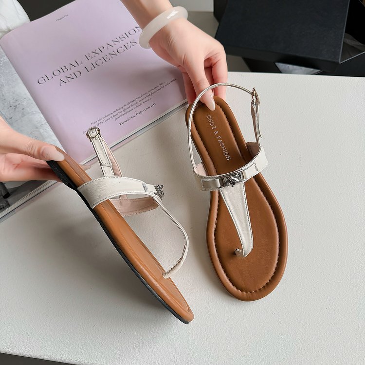 Tivielle | Women’s Orthopedic Rhinestone Toe Ring Flat Sandals