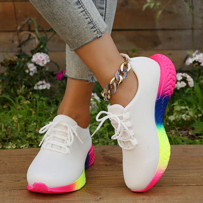 OrthoCare Lace-Up Mesh Shoes With Rainbow Sole