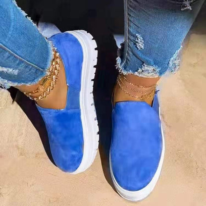 OrthoCare Women’s Suede Slip-On Platform Sneakers – Lightweight Casual Comfort Shoes