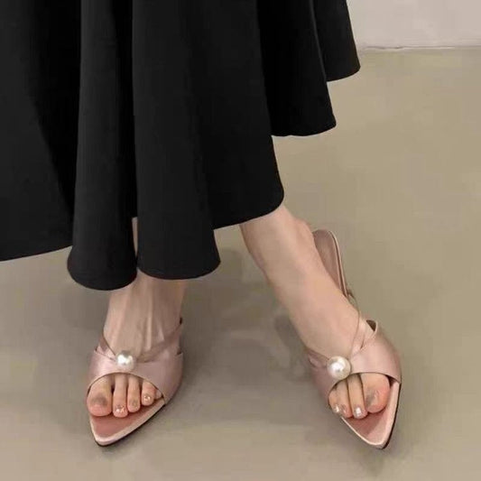 Eliora | Women’s Orthopedic Pearl Pointed Toe Mule Heels
