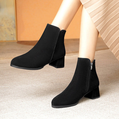 OrthoCare Suede Boots - Pointed Toe, Side Zipper