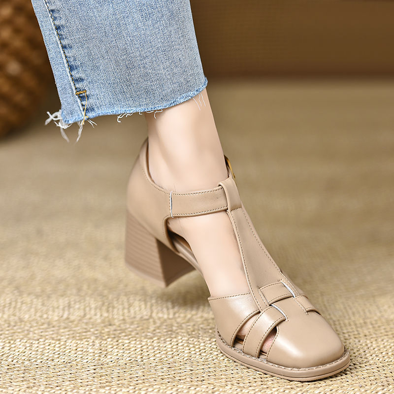 OrthoCare Chunky Heel Sandals With Cutout And Buckle