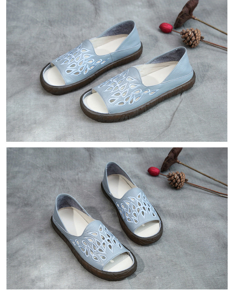 Yvette | Women’s Orthopedic Perforated Peep Toe Comfort Loafers