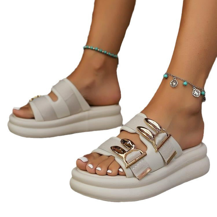 Kataleya | Women’s Orthopedic Double Buckle Platform Slide Sandals