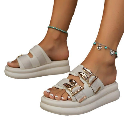 Kataleya | Women’s Orthopedic Double Buckle Platform Slide Sandals