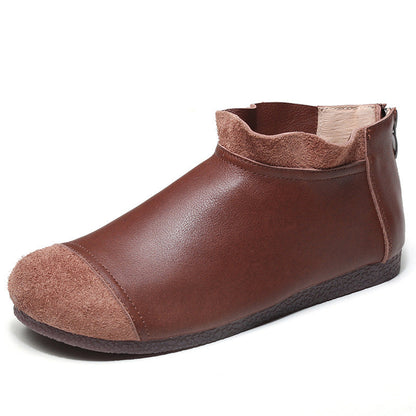 Orthopedic Leather Ankle Boots – Soft Comfort Slip-On Lightweight Casual Shoes