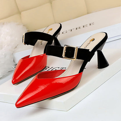 Anais | Women’s Orthopedic Pointed Toe Buckle Slingback Mule Pumps