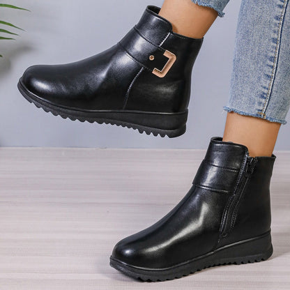 OrthoCare Fleece Ankle Boots - Side Zipper, Non-Slip