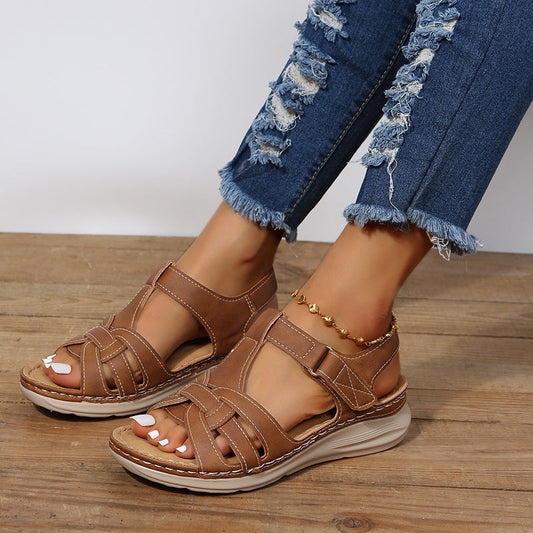 OrthoCare Women's Platform Sandals - Velcro Strap