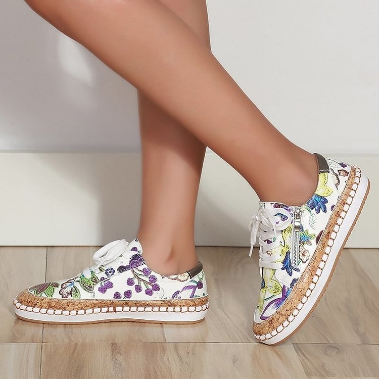 Camila | Orthopedic Floral Canvas Espadrille Sneakers – Lightweight Comfort
