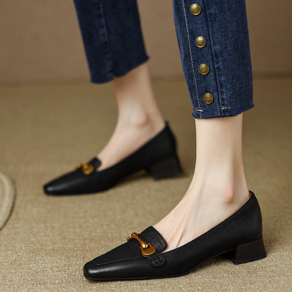 OrthoCare Women’s Square Toe Leather Shoes - Comfort
