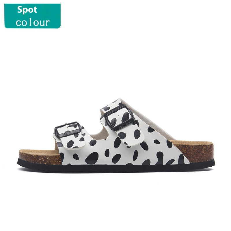 Shailene | Women’s Orthopedic Printed Double Buckle Cork Slide Sandals