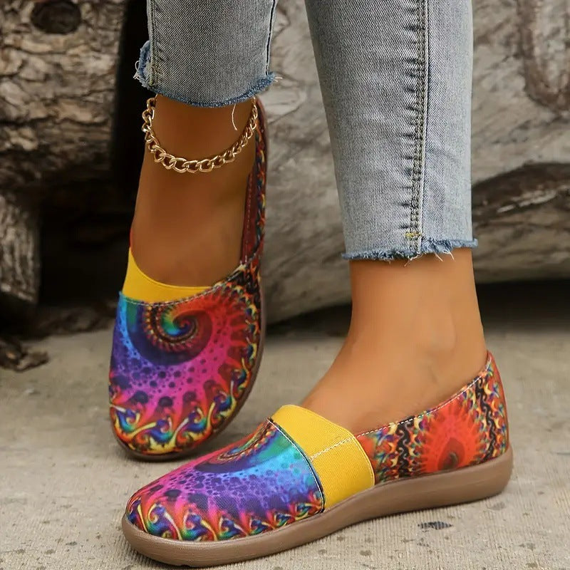 OrthoCare Women’s Printed Slip-On Flats – Lightweight Comfort Casual Shoes