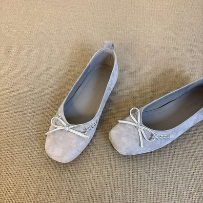 Clarimond | Women’s Orthopedic Suede Bow Ballet Flats