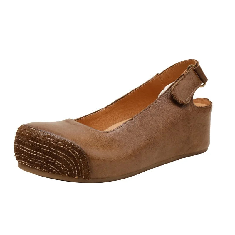 Elara | Orthopedic Handcrafted Leather Slingback Comfort Flats