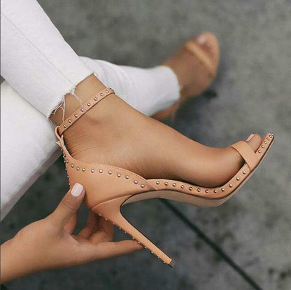 OrthoCare Riveted Stiletto Heel Sandals, Unique Elegance 