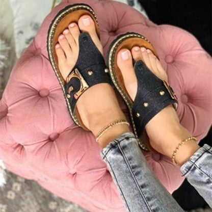 OrthoCare Studded Toe Ring Flat Sandals