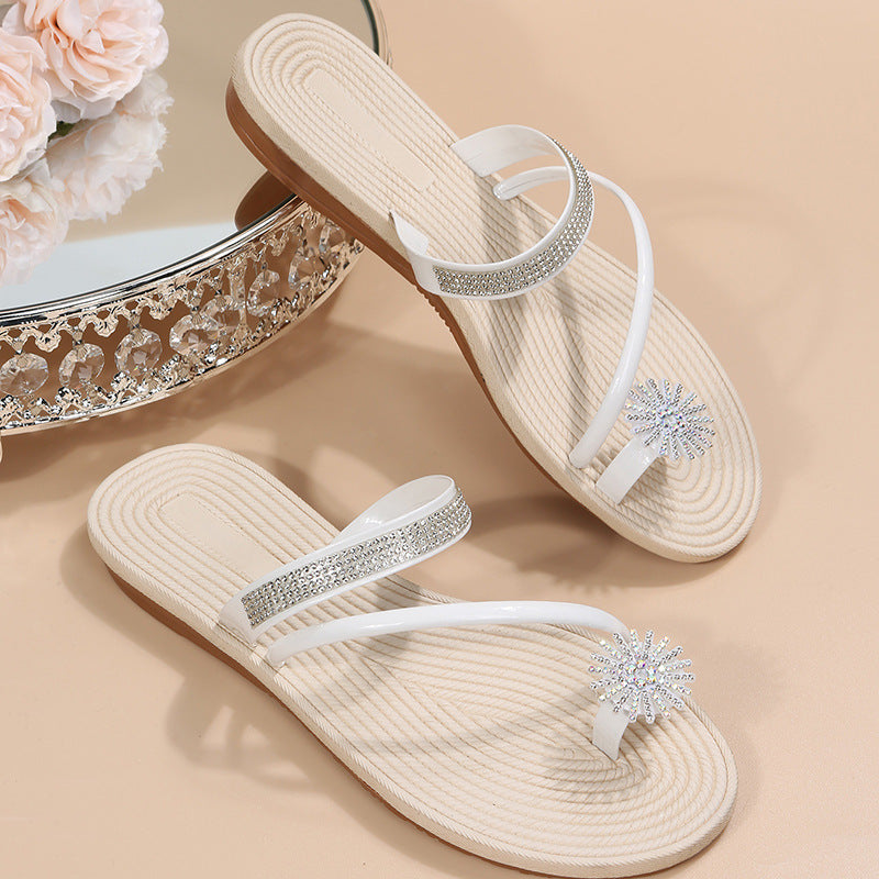 Rielle | Women’s Orthopedic Rhinestone Flower Toe Ring Sandals