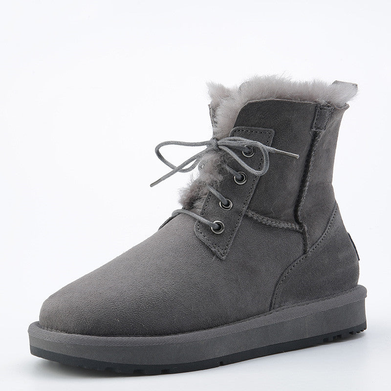 Alina | Orthopedic Fur-Lined Suede Lace-Up Winter Boots