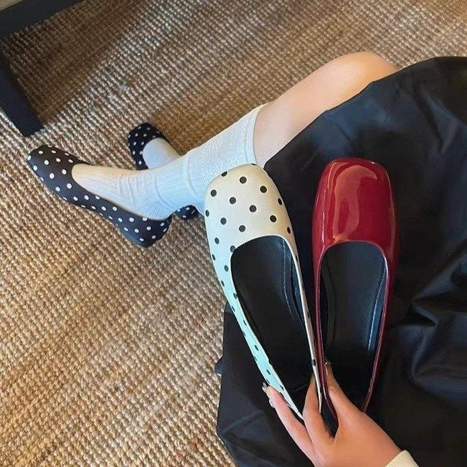 OrthoCare | Polka Dot Faux Fur Trim Loafers