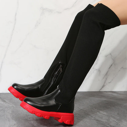 Micaiah | Bold Stretch-Knit Chunky Sole Orthopedic Knee-High Boots