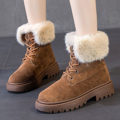 Karina | Orthopedic Foldable Fur Suede Chunky Winter Boots
