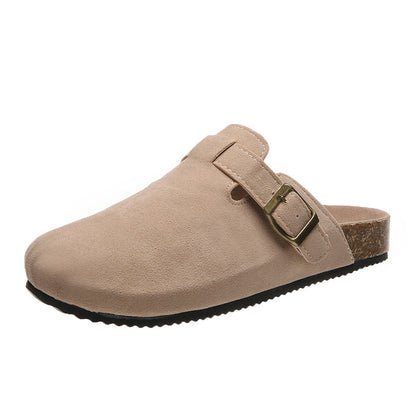 OrthoCare Women’s Suede Clog Sandals – Adjustable Buckle Comfort Slides