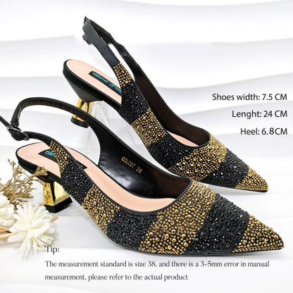 Faloura | Women’s Orthopedic Rhinestone Slingback Kitten Heels