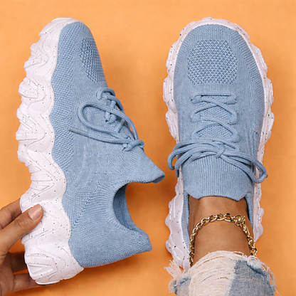 Orthopedic Chunky Sneakers – Breathable Knit Lace-Up Comfort Walking Shoes