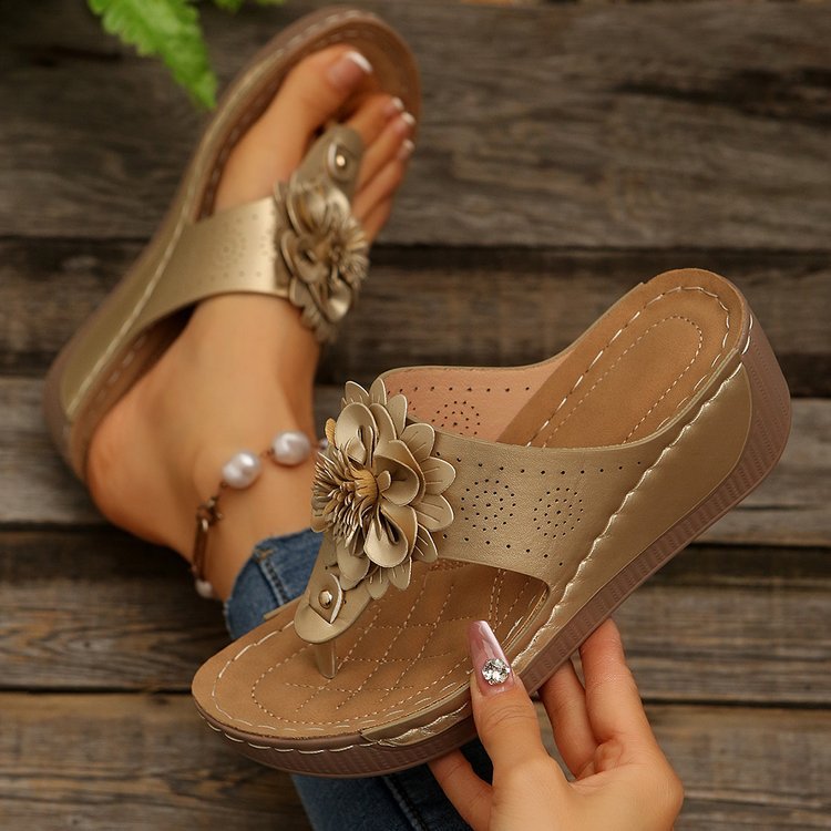 Brenna | Women’s Orthopedic Floral Wedge Slide Sandals