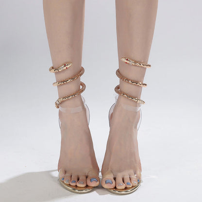OrthoCare Rhinestone High-Heeled Sandals, Unique And Daring Elegance
