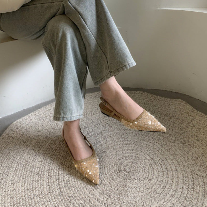 OrthoCare Silver Sequined Pumps - Unique French Style