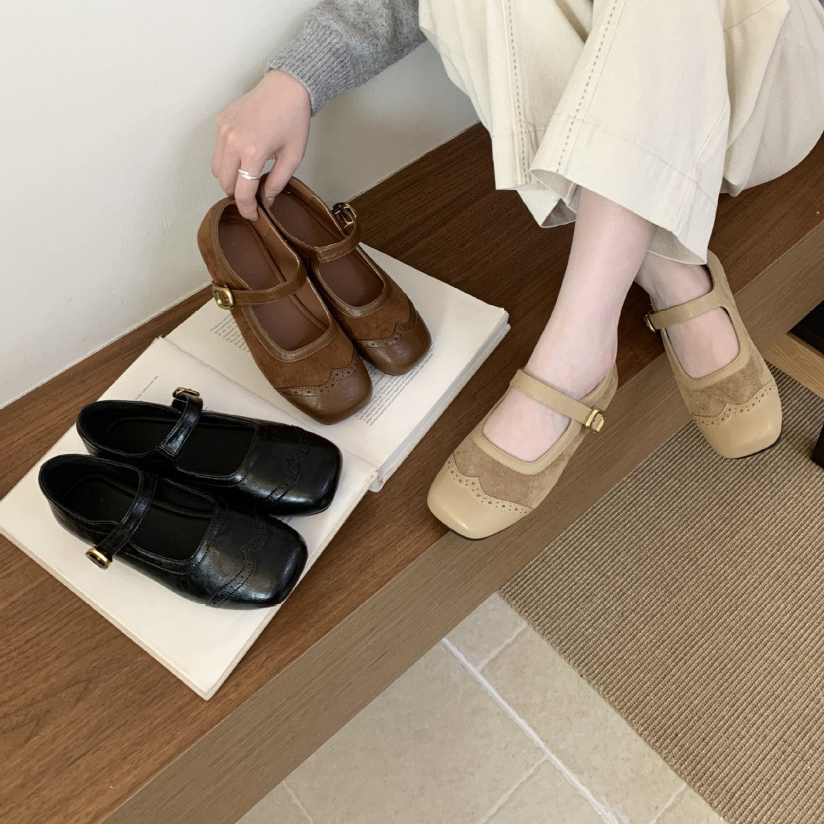 OrthoCare Mary Jane Shoes - Carved Square Toe