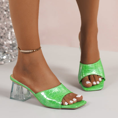 Quivira | Women’s Orthopedic Transparent Block Heel Mule Sandals