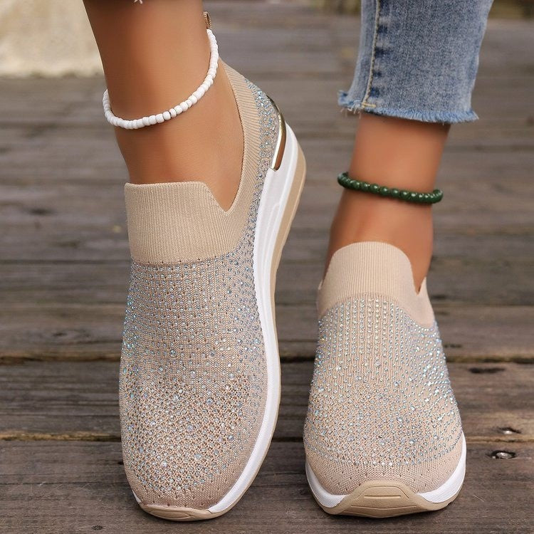 OrthoCare Rhinestone Slip-On Sneakers – Sparkly Lightweight Walking Shoes