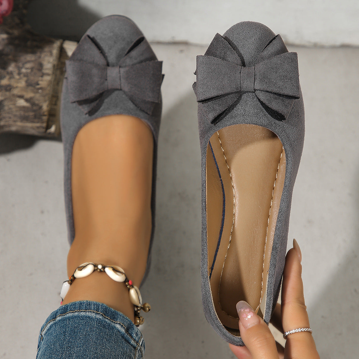 OrthoCare Suede Shoes With Bow And Elastic - Unique Elegance